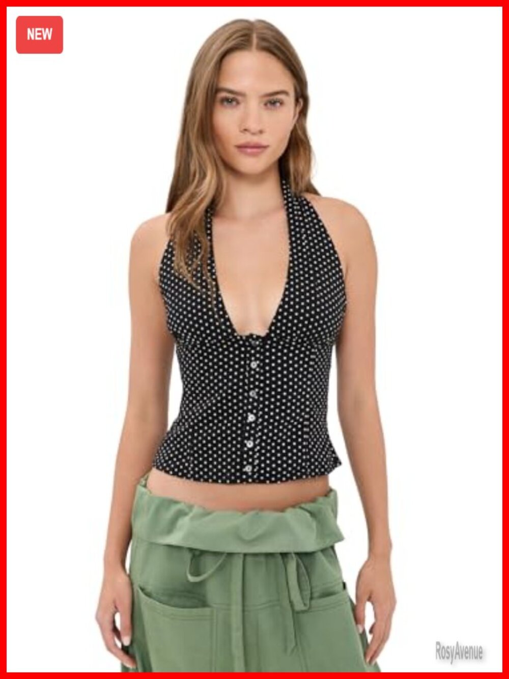 Free People Ramona Printed Halter Top Cotton Elastane Tank Top